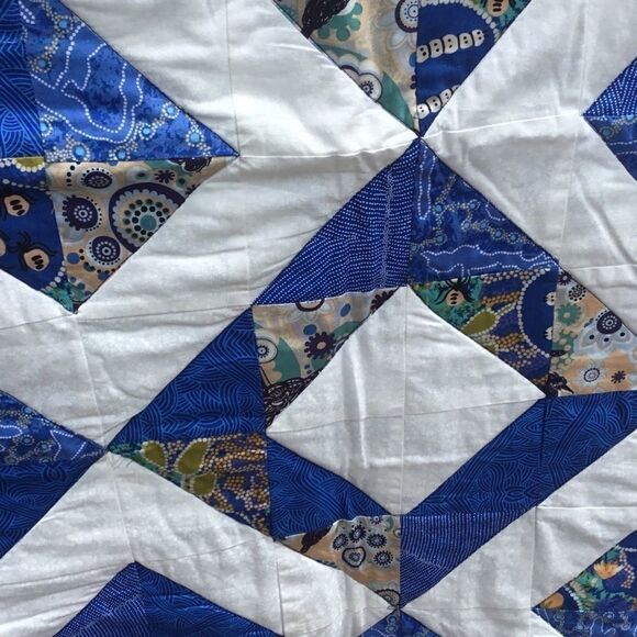 NWT Hand Crafted Blue Aboriginal Prints Quilt - Picture 7 of 13